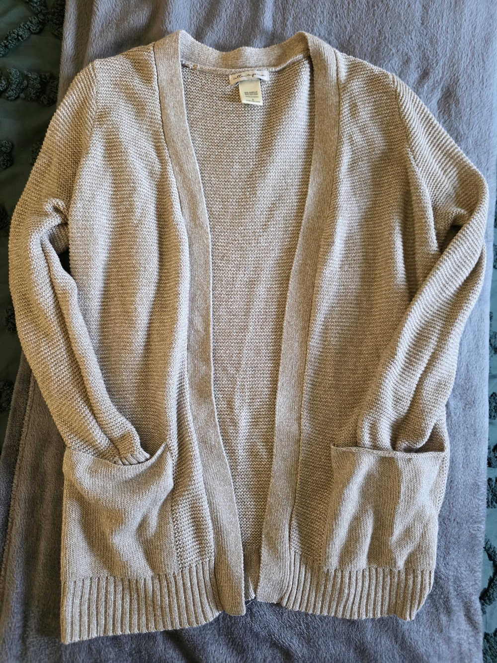 Cotton Emporium Open-Front Cardigan Sweater - Beige